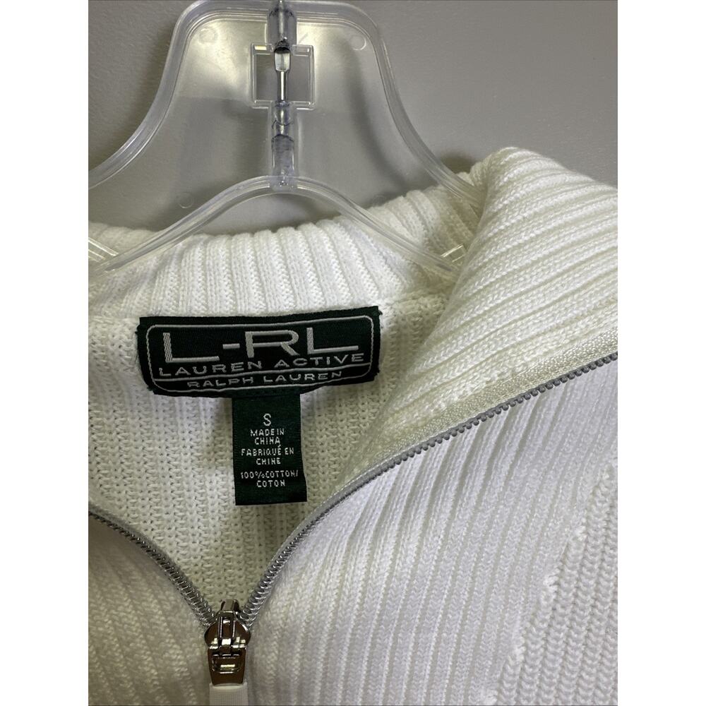 Lauren Ralph Lauren Active Sweater Womens S 1/4 Zip Navy White Old Money - Picture 4 of 7